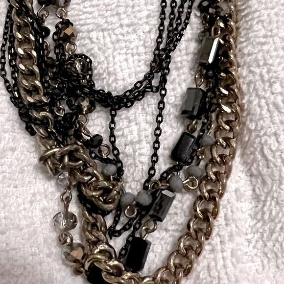 Express gold beaded long necklace. Lots of rows - Picture 2 of 7